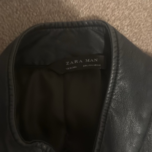 Black Leather Zara Pilot Jacket - Men’s Size L - Brand New - Picture 2 of 2